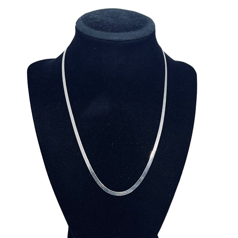 Silver Tone Herringbone Necklace (5469) - Picture 1 of 9